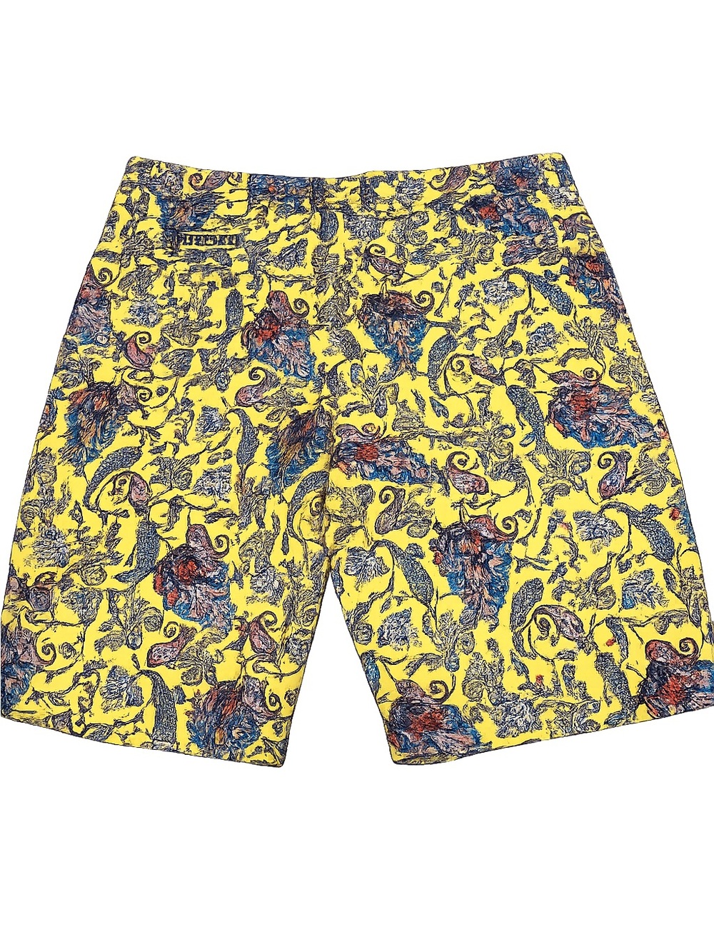 Hreski Golf Shorts Mens Size 34 Flat Front Casual Yellow Paisley